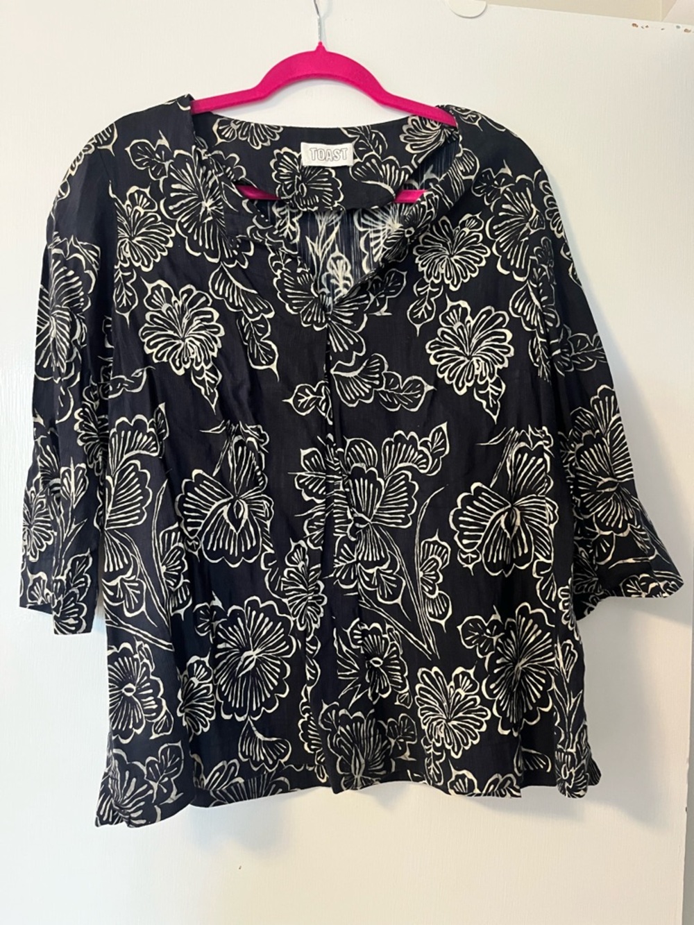 Toast Black & White Floral Button-Front Blouse size 16 (UK) / 12 (USA)
